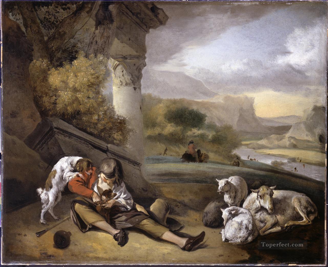Weenix Jan Landscape with Shepherd Boy Oil Paintings
